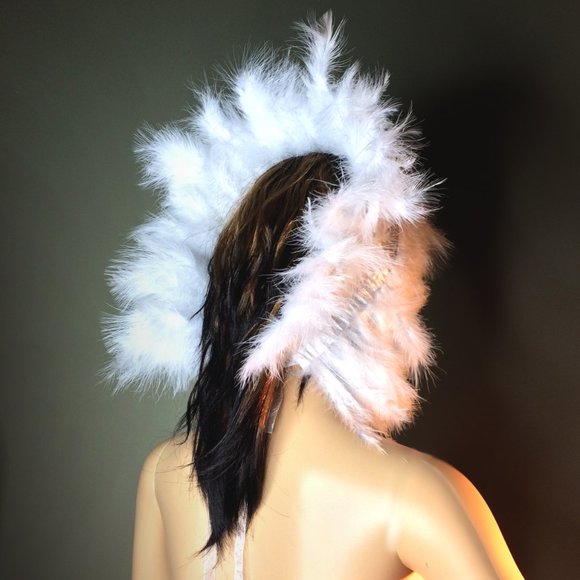 White Feather Headdress - Fluffy Marabou - Picture 10 of 12